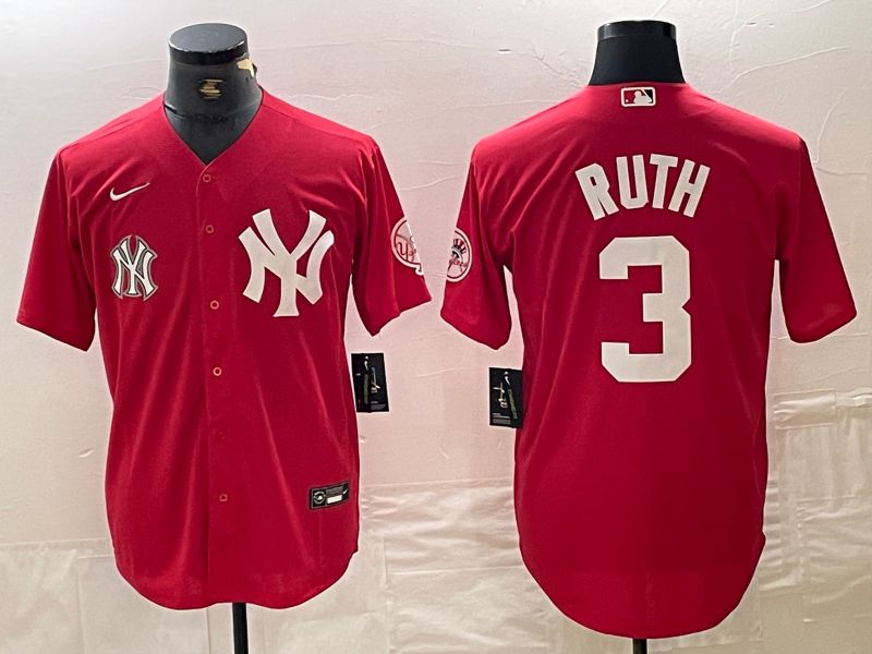Men New York Yankees 3 Ruth Red joint name Nike 2024 MLB Jersey style 2